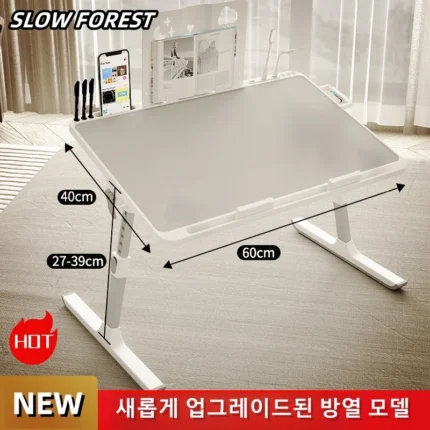Adjustable Laptop Bed Tray Table Portable Standing Desk with Storage Drawer Foldable Lap Tablet for Sofa Comfortable Viewing