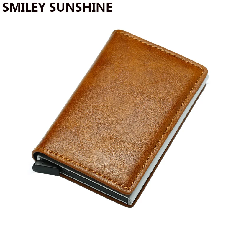 Sb4a07066258648ac90fdd16725223101I.webp Rfid Aluminum Men Wallet Card Holders Purse Carbon Fiber Men Business Slim Thin Smart Wallet Credit Cardholder Case Note Holder - Image 1