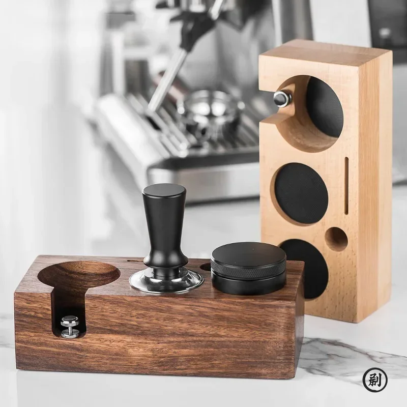 Sda625b8da49649848683c82966c51482R.webp Coffee Tamper Station Stand Wooden Non-slip Espresso Holder Coffee brush Filter Storage Stand Barista Accessories - Image 1