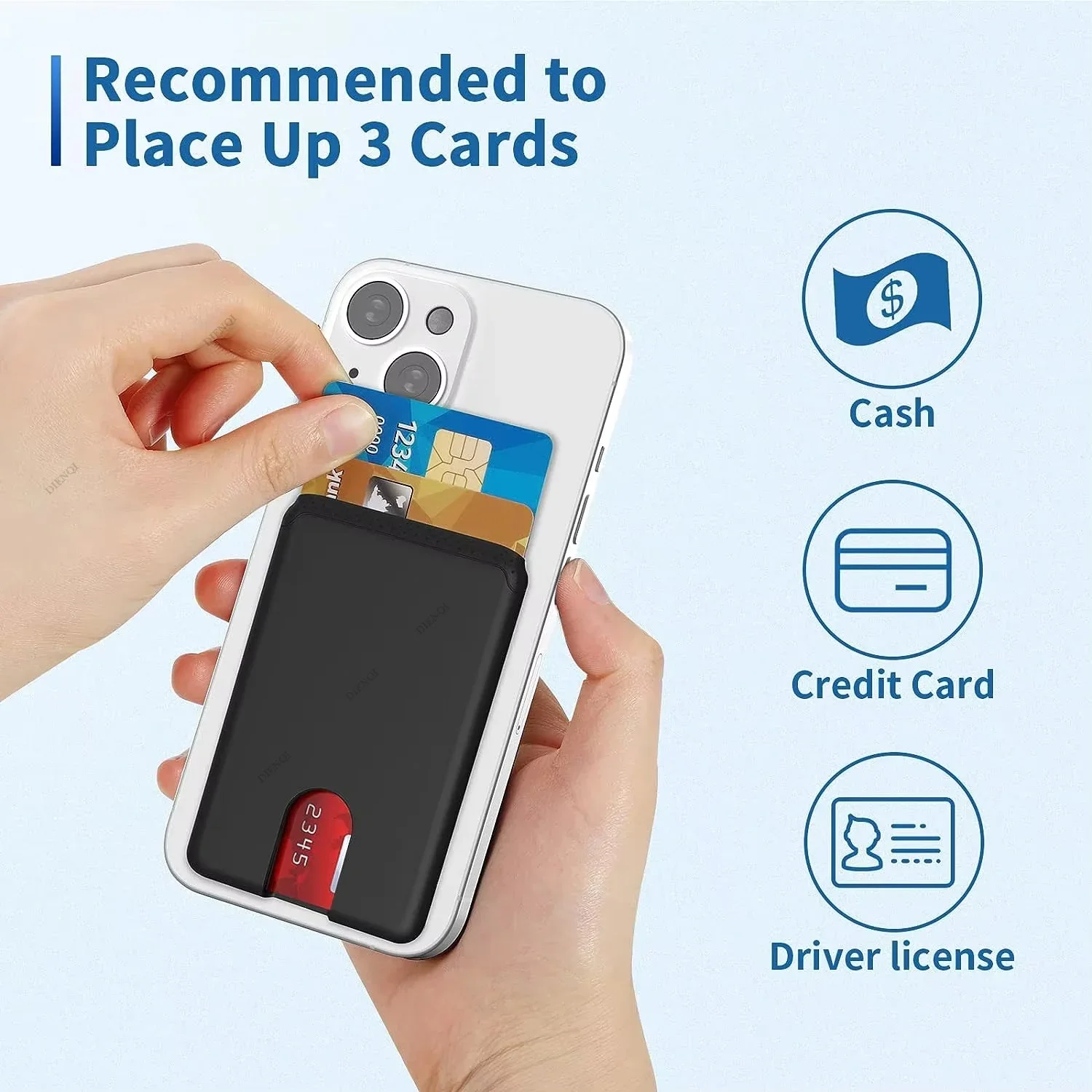 Sf8b057c9bb0146458b69d4bd7d1e35feJ.webp Bank Credit Card Holder Phone Sticker Adhesive Soft Silicone Slim Thin Mini Wallet Mobile Phone Cardholder Compatible for Iphone - Image 1